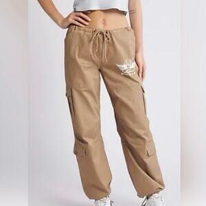 NEW Boys Lie Size L Hits Different Roth Pants Cargo Khaki Tan Brown